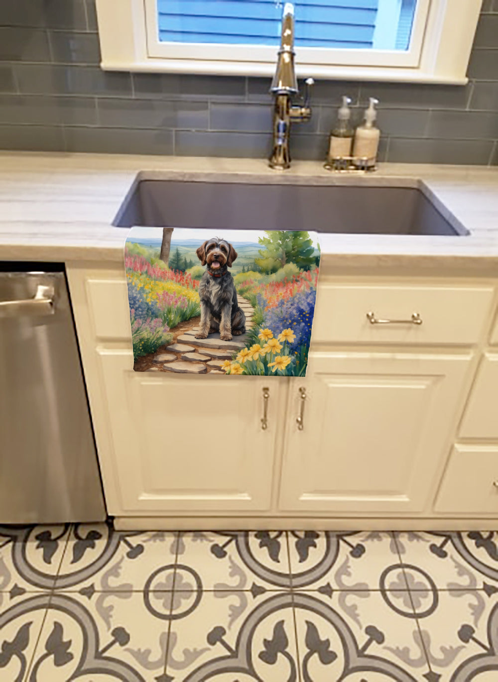 Buy this Wirehaired Pointing Griffon Spring Path Kitchen Towel