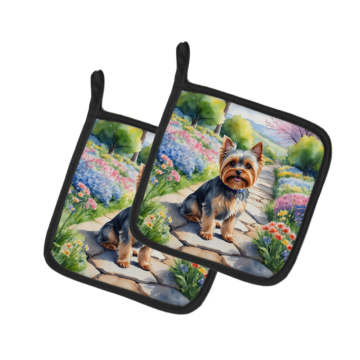 Buy this Yorkshire Terrier Spring Path Pair of Pot Holders