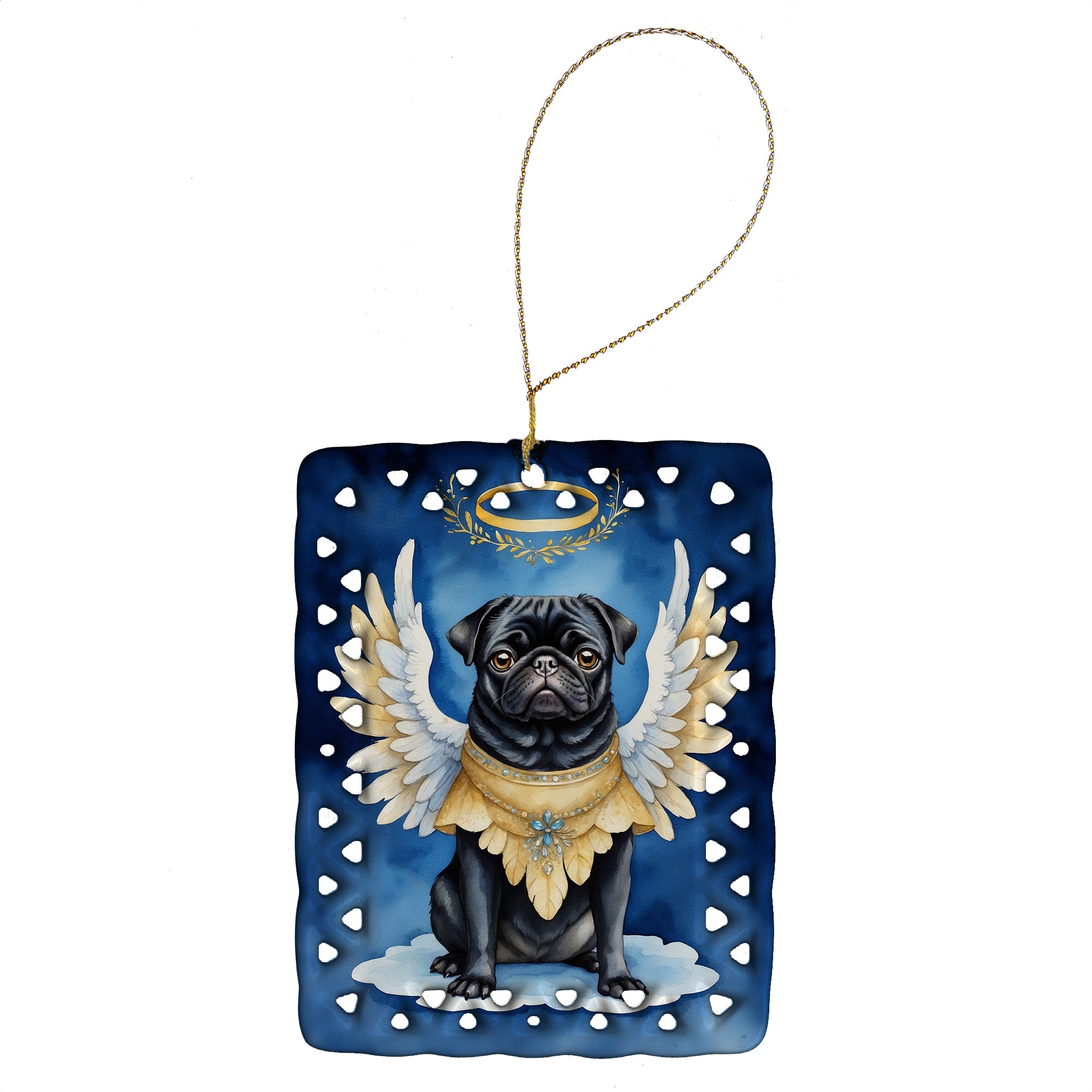 Buy this Black Pug My Angel Porcelain Ornament