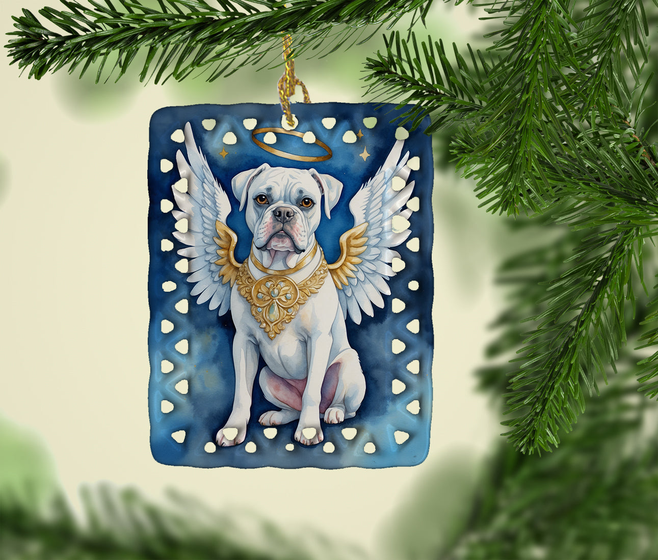 Buy this White Boxer My Angel Porcelain Ornament