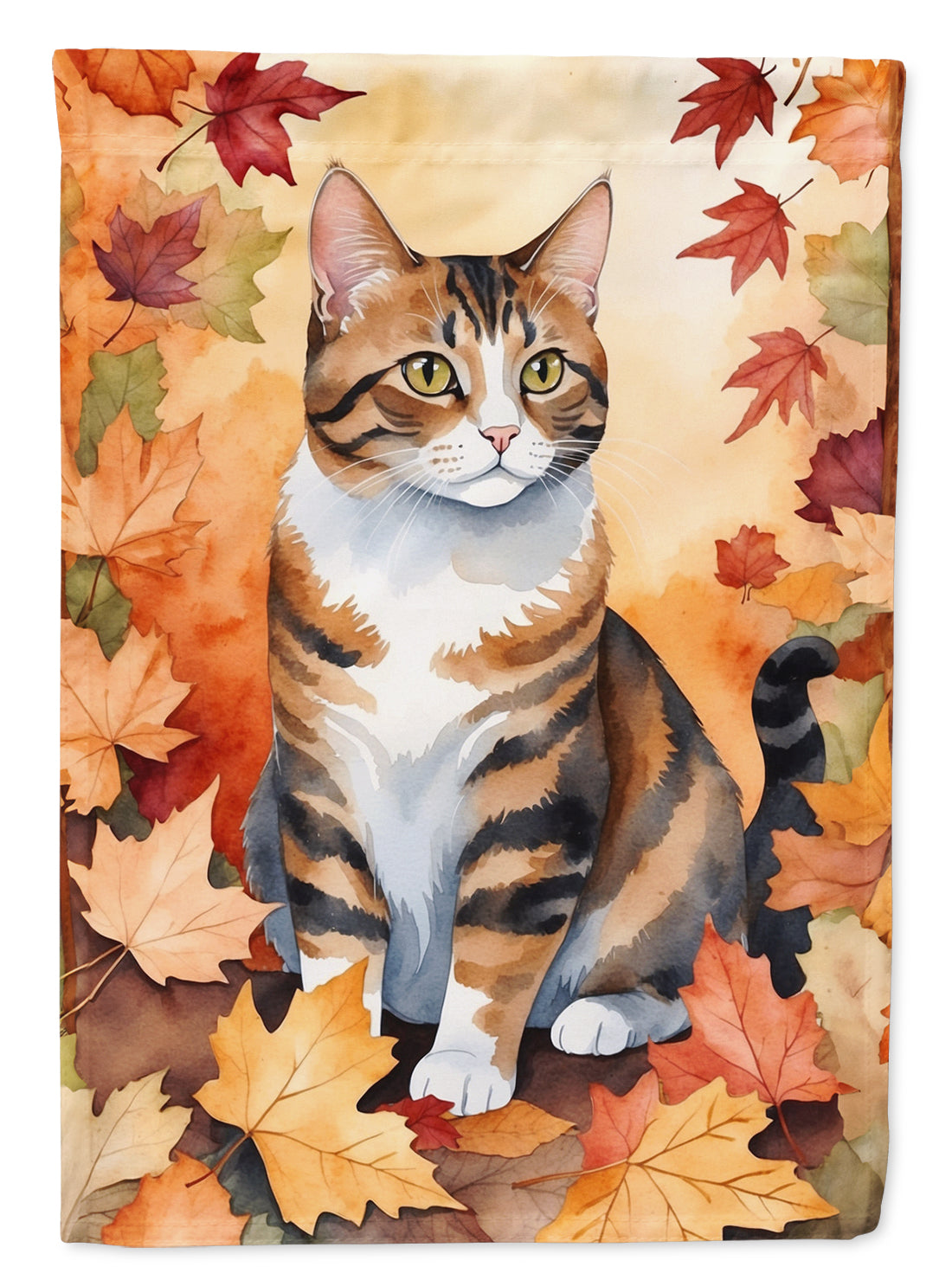 Buy this American Polydactyl Cat in Fall Leaves House Flag