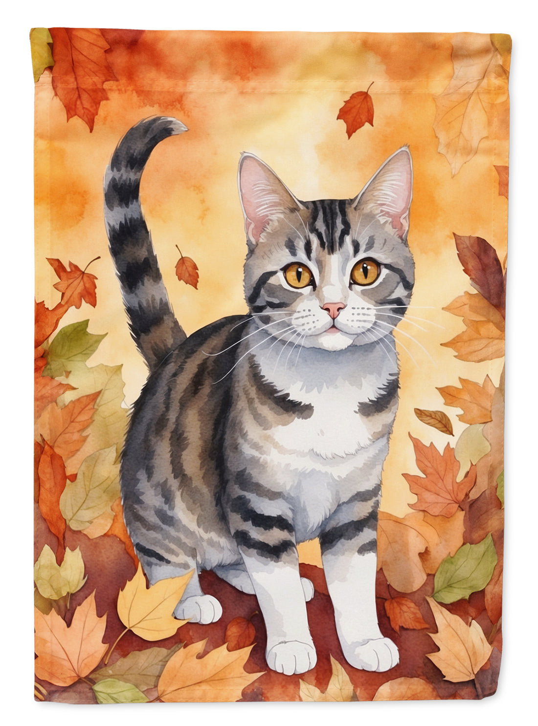 Buy this American Wirehair Cat in Fall Leaves House Flag