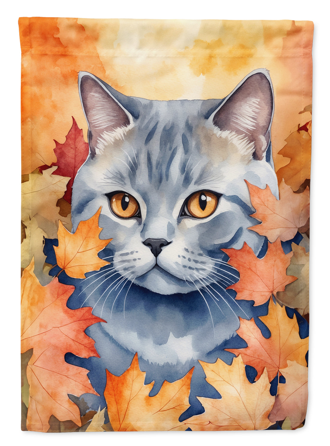 Buy this British Shorthair Cat in Fall Leaves House Flag