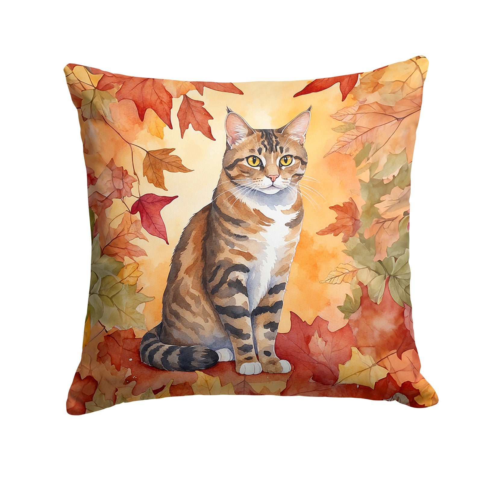 Buy this California Spangled Cat in Fall Leaves Throw Pillow