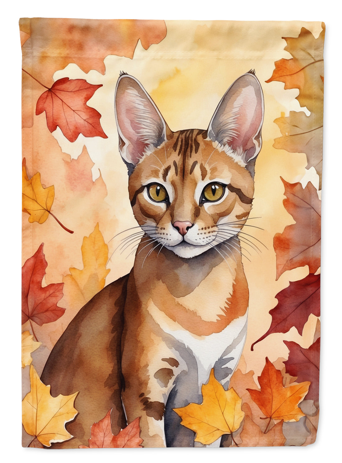 Buy this Chausie Cat in Fall Leaves Garden Flag