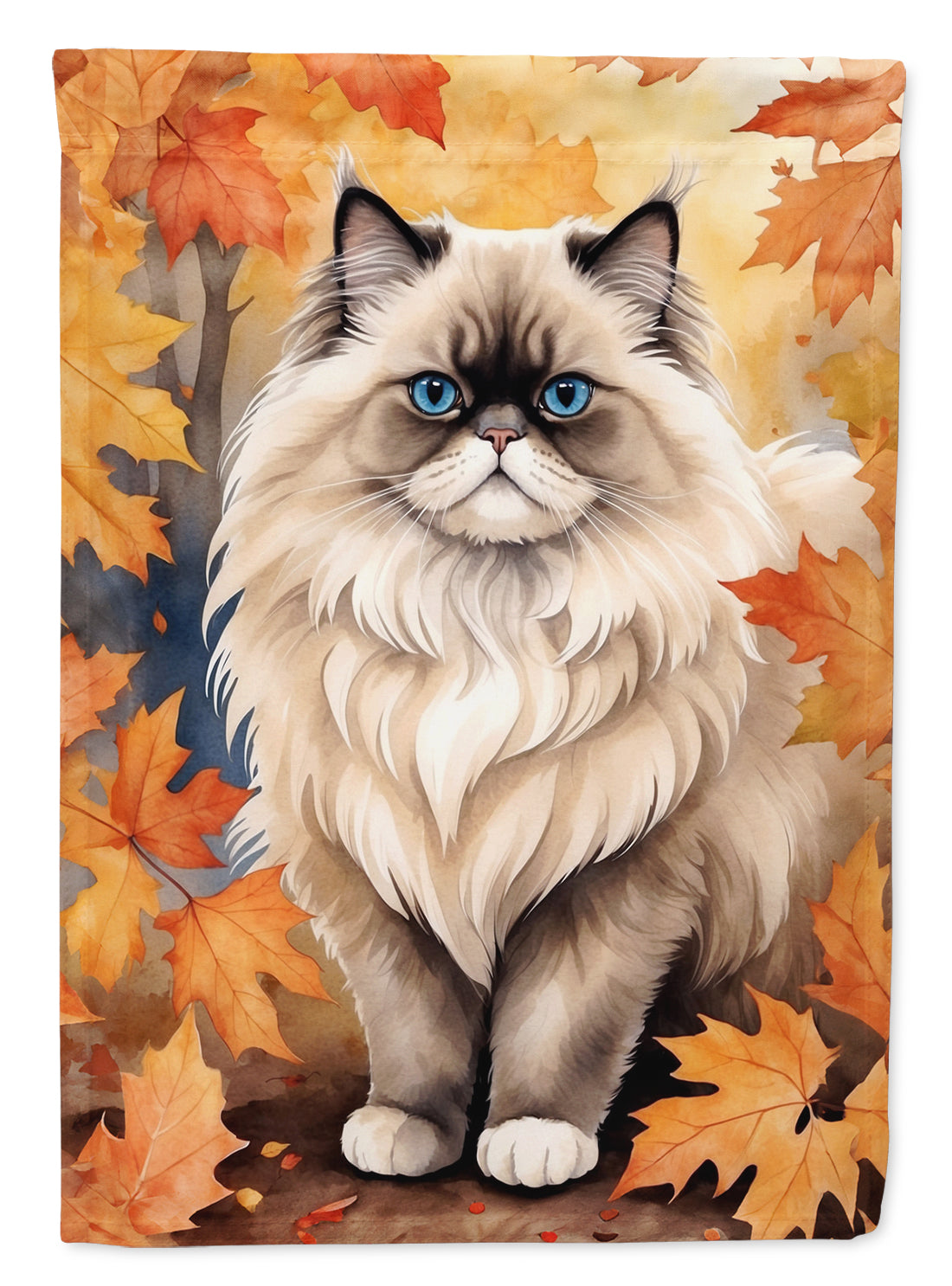 Buy this Colorpoint Longhair Cat in Fall Leaves Garden Flag