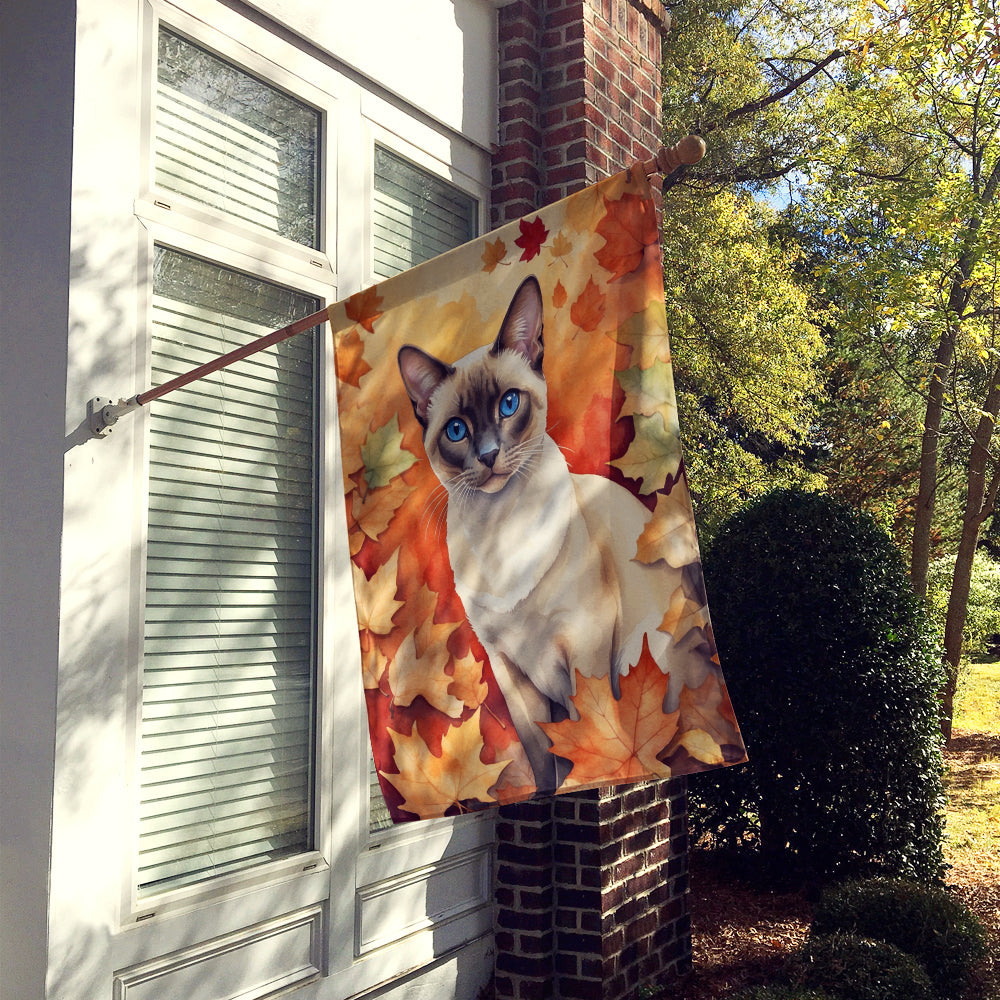 Buy this Colorpoint Shorthair Cat in Fall Leaves House Flag