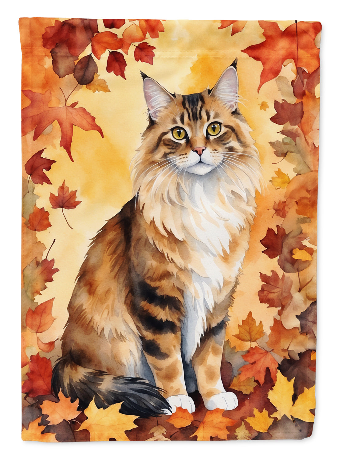 Buy this Cymric Cat in Fall Leaves Garden Flag