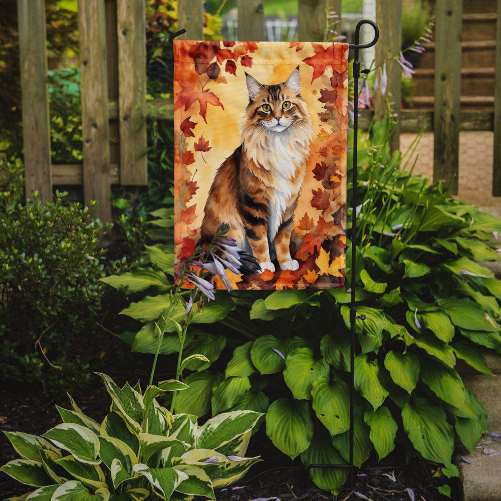 Buy this Cymric Cat in Fall Leaves Garden Flag