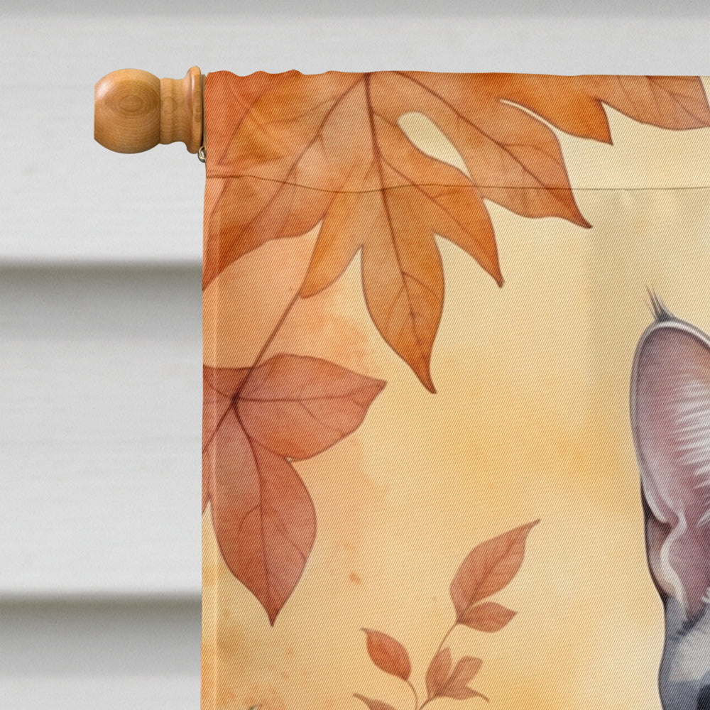 Egyptian Mau Cat in Fall Leaves House Flag