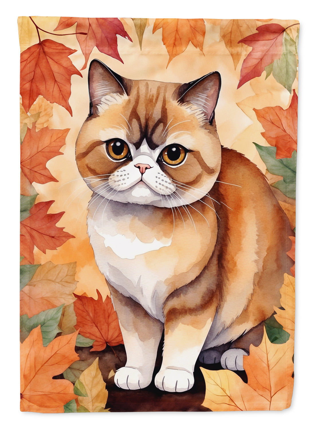 Buy this Exotic Shorthair Cat in Fall Leaves House Flag