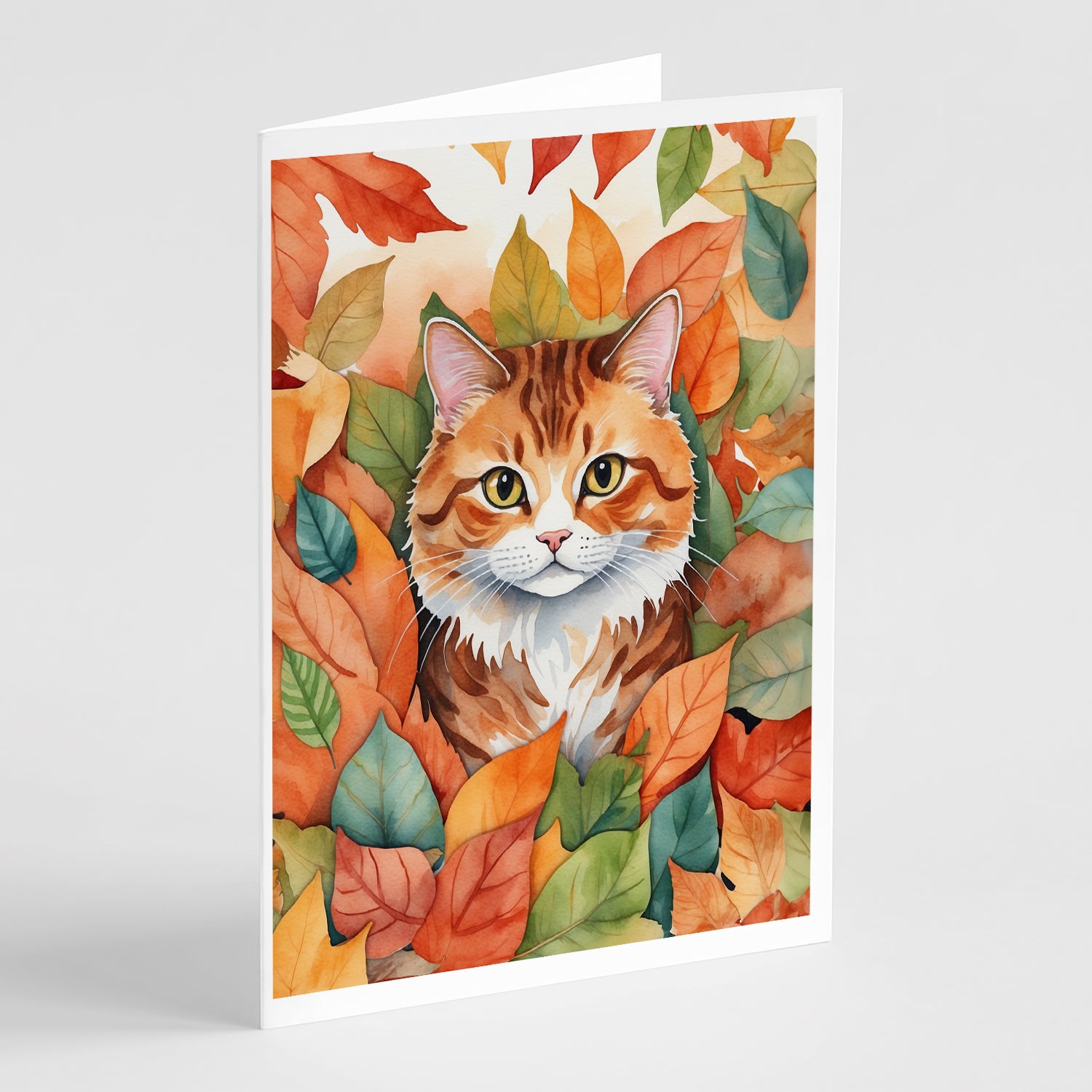 Buy this Foldex Exotic Fold Cat in Fall Leaves Greeting Cards Pack of 8