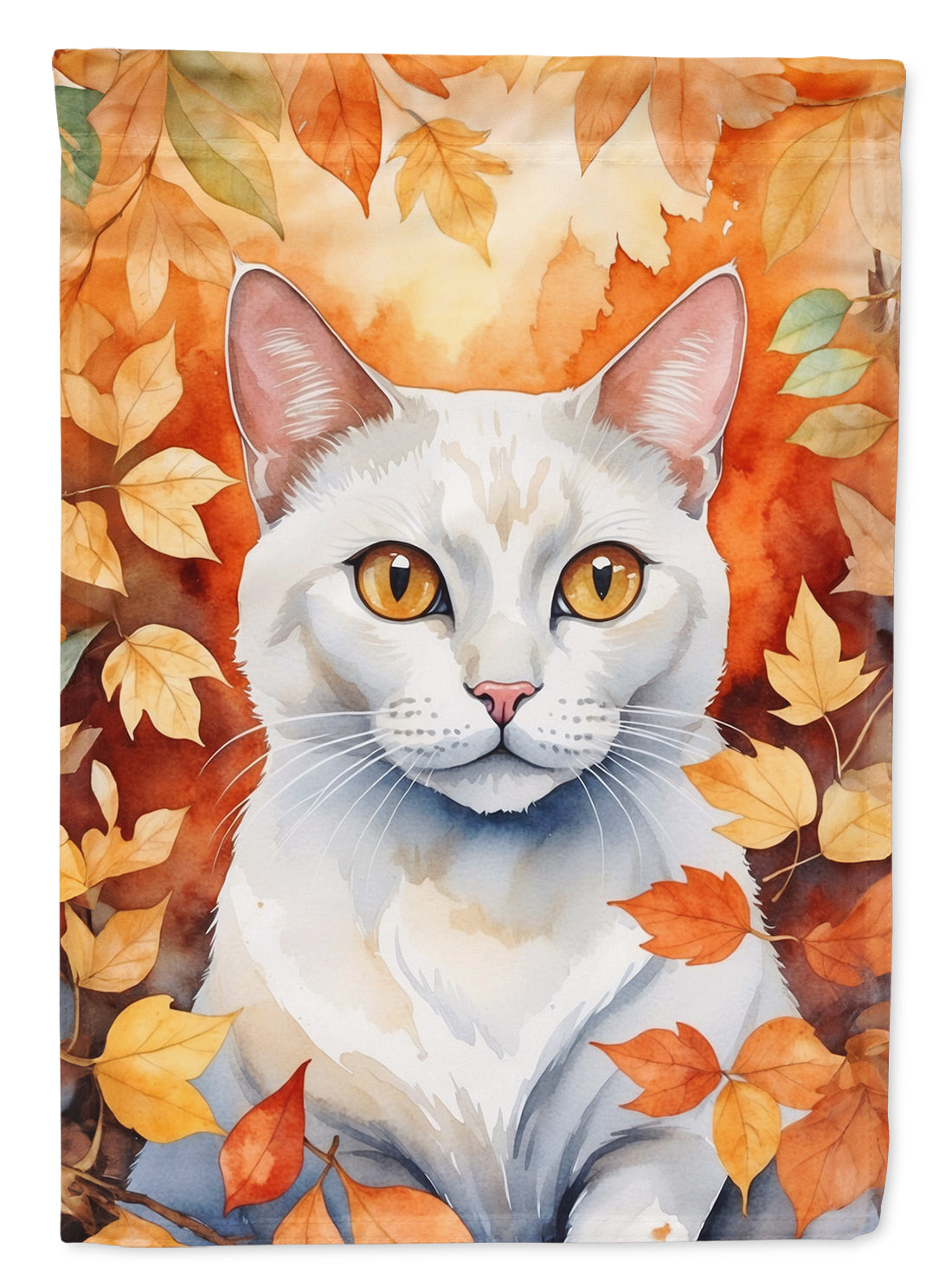 Buy this Khao Manee Cat in Fall Leaves Garden Flag