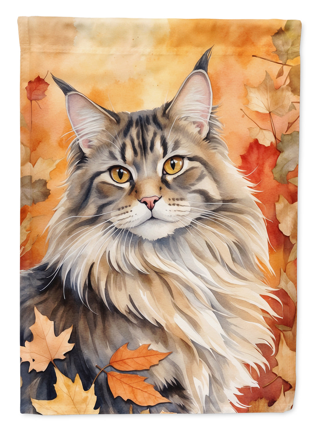 Buy this MaineCoon Cat in Fall Leaves Garden Flag