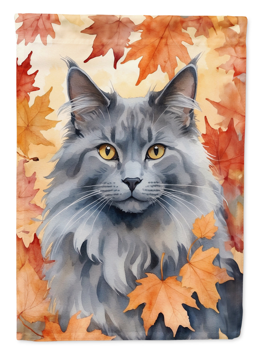 Buy this Nebelung Cat in Fall Leaves House Flag