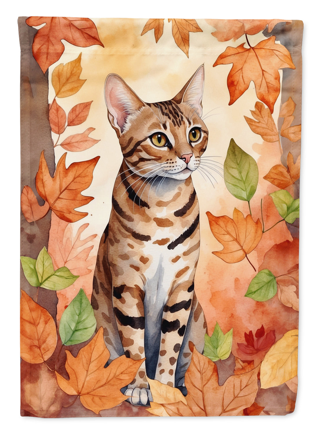 Buy this Ocicat Cat in Fall Leaves Garden Flag