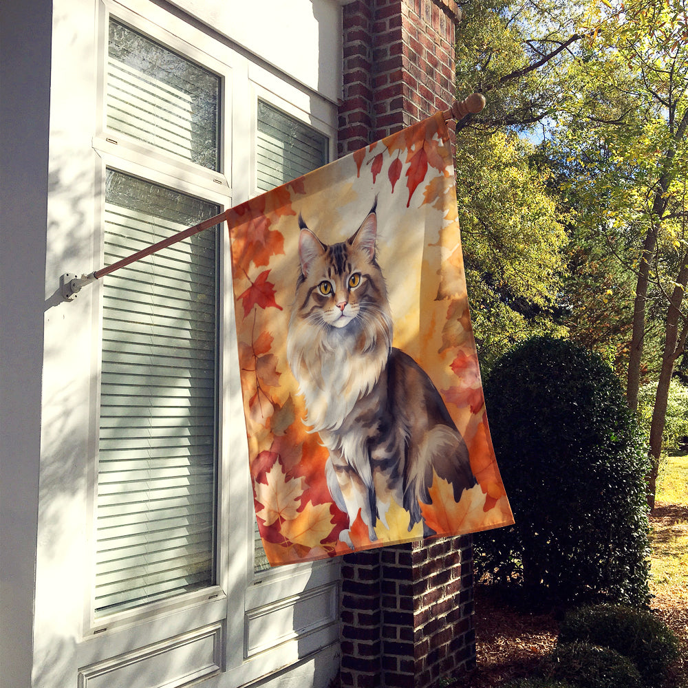 Buy this Oriental Longhair Cat in Fall Leaves House Flag