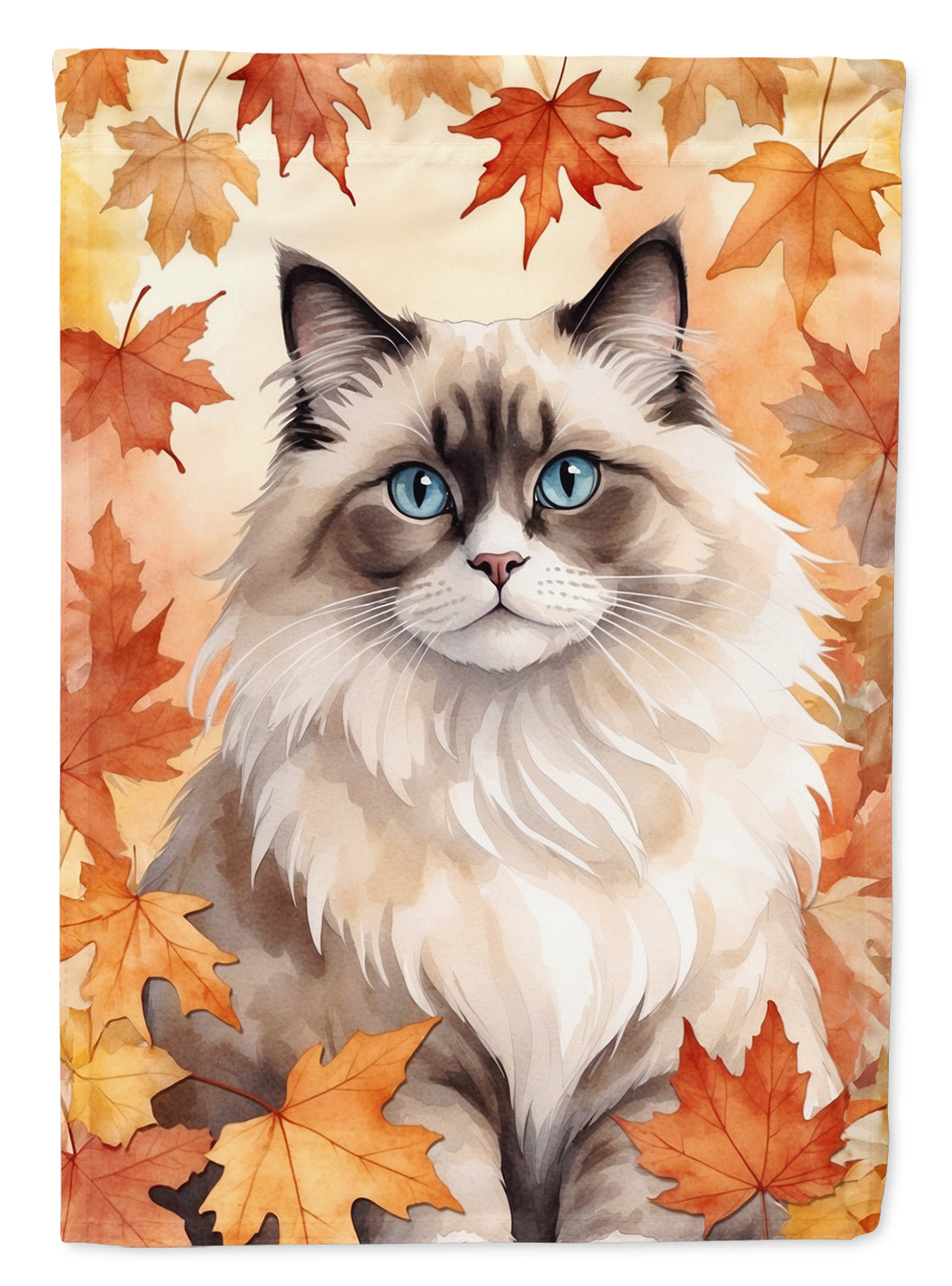 Buy this Ragdoll Cat in Fall Leaves Garden Flag