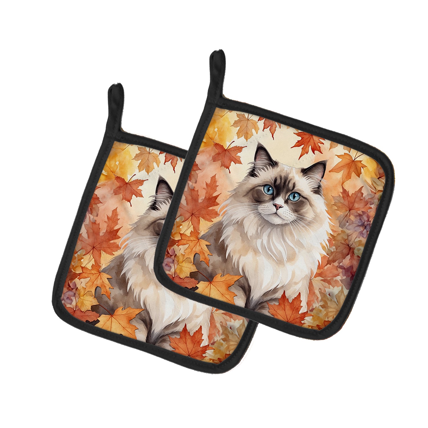 Buy this Ragdoll Cat in Fall Leaves Pair of Pot Holders