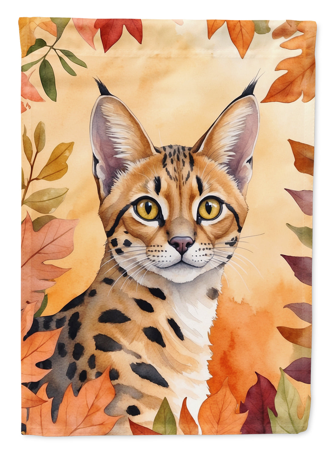 Buy this Serengeti Cat in Fall Leaves Garden Flag