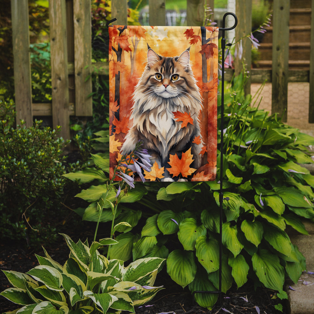 Buy this Siberian Cat in Fall Leaves Garden Flag