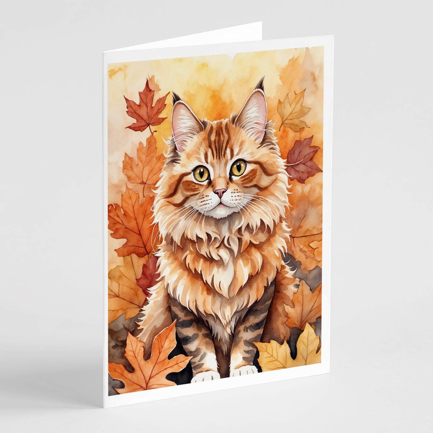 Buy this Skookum Cat in Fall Leaves Greeting Cards Pack of 8