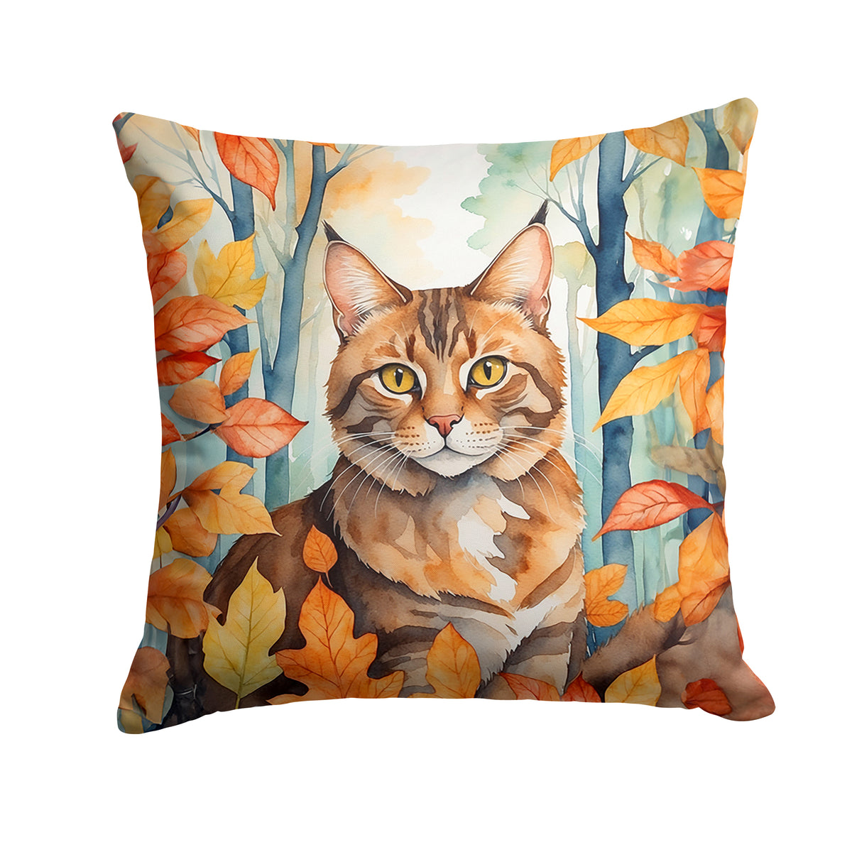 Buy this Sokoke Cat in Fall Leaves Throw Pillow