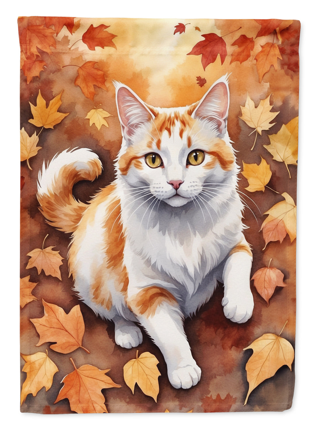 Buy this Turkish Van Cat in Fall Leaves Garden Flag