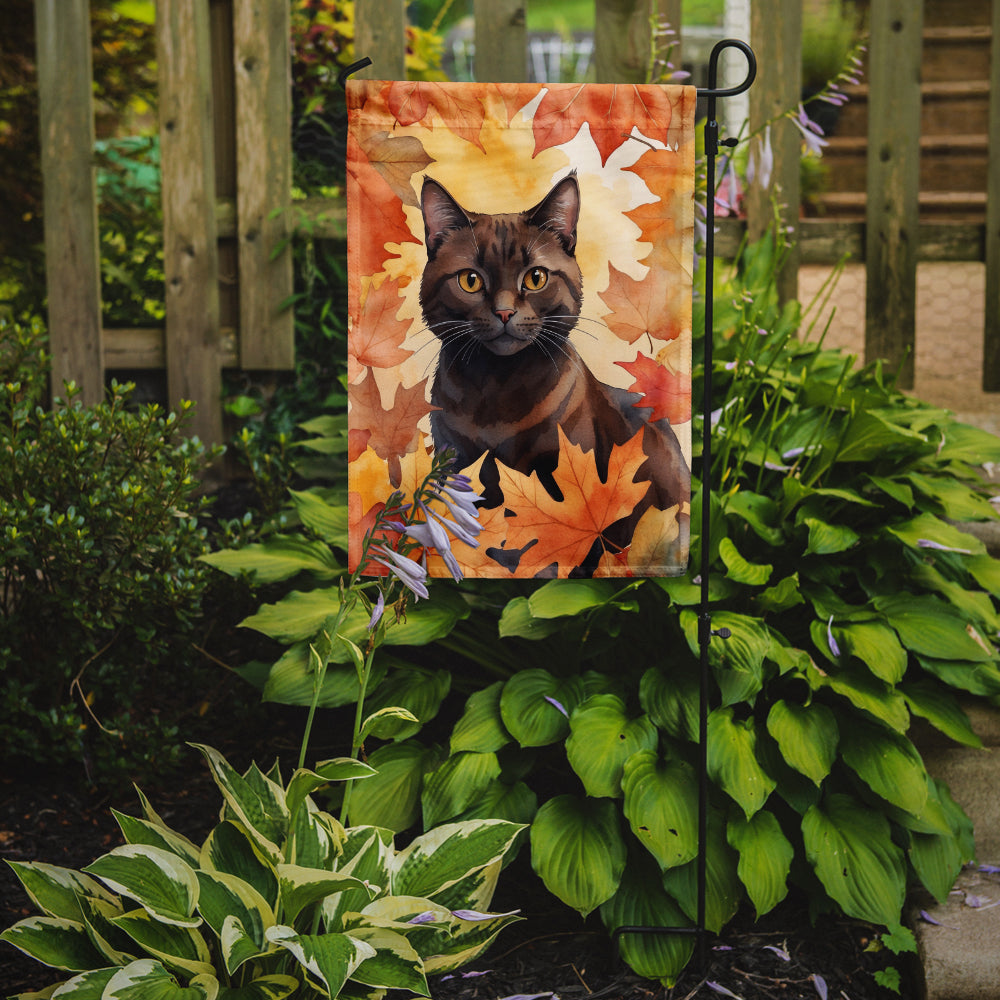 Buy this York Chocolate Cat in Fall Leaves Garden Flag