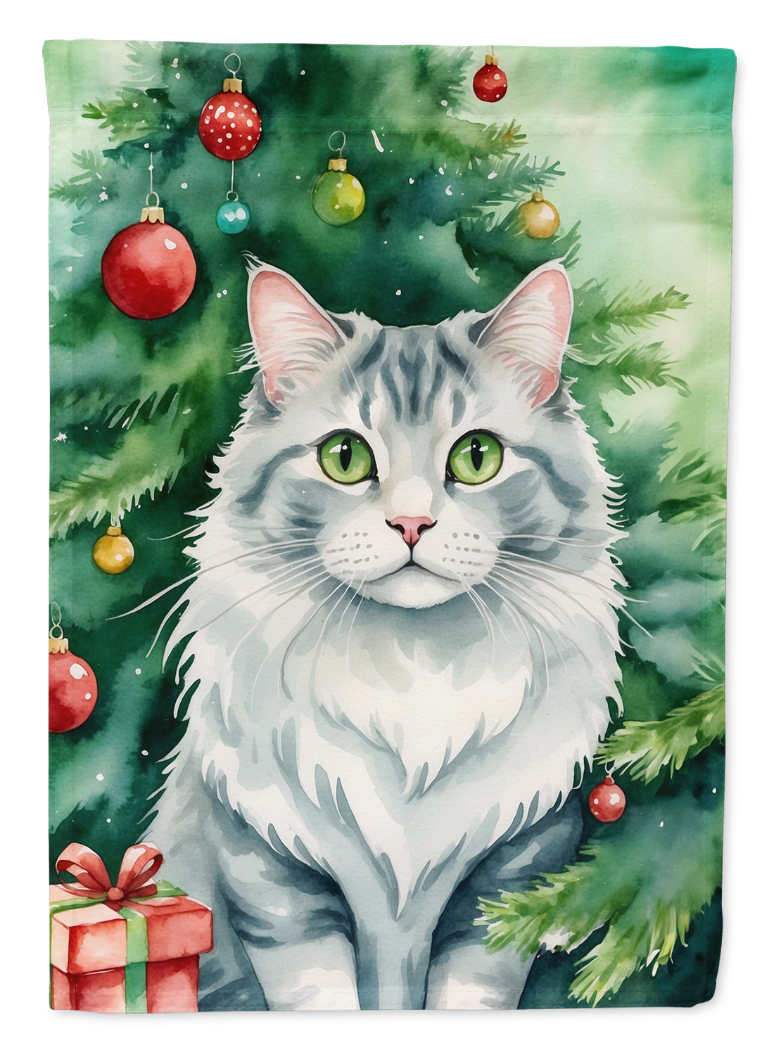 Buy this American Curl Cat By the Christmas Tree Garden Flag