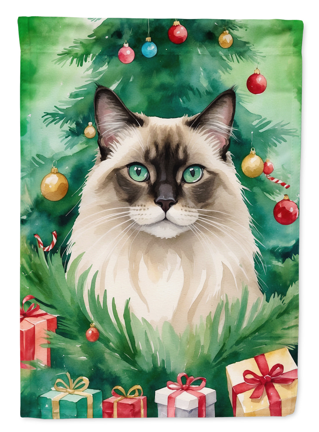 Buy this Balinese Cat By the Christmas Tree Garden Flag