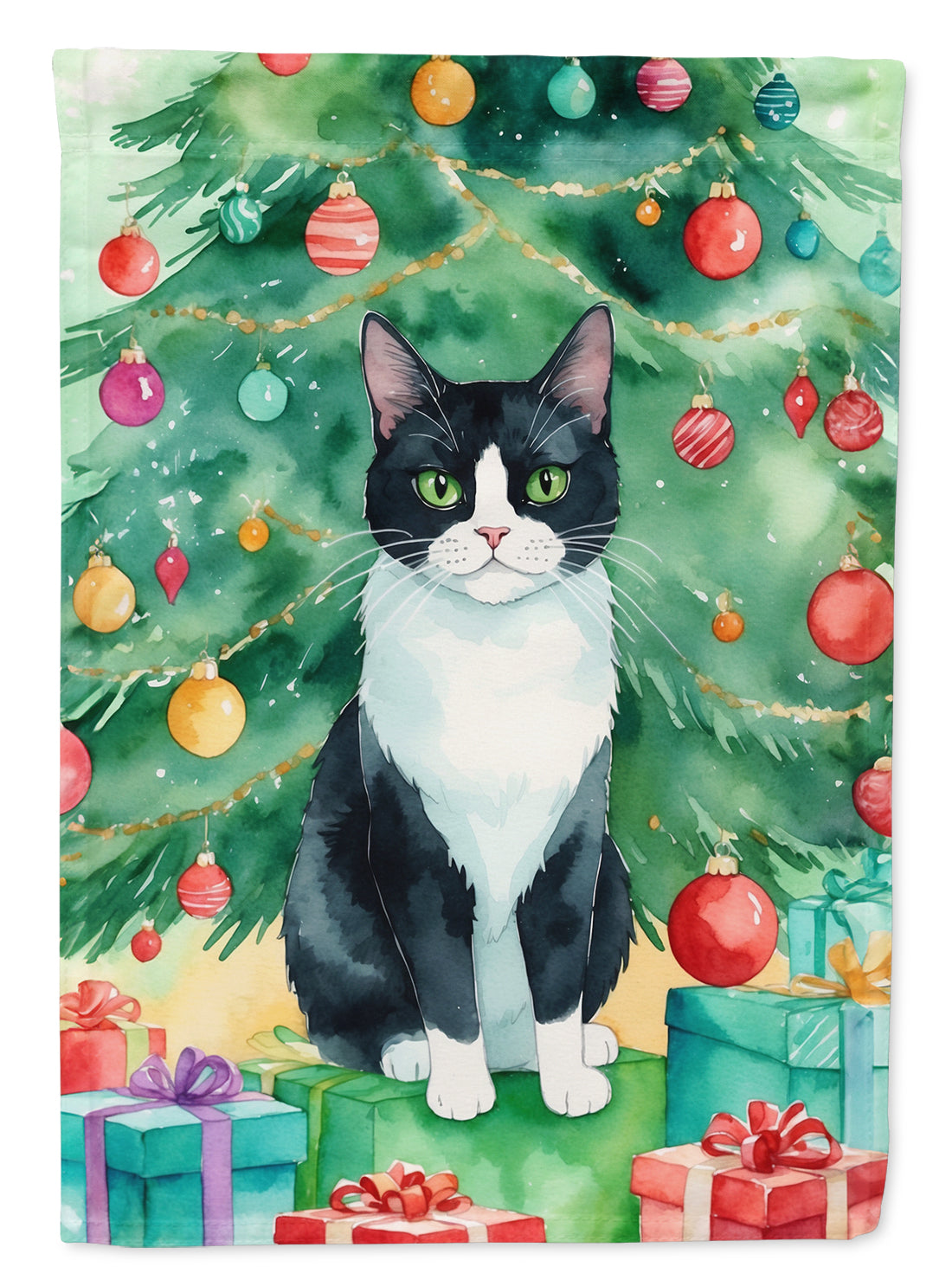 Buy this Chantilly Tiffany Cat By the Christmas Tree House Flag