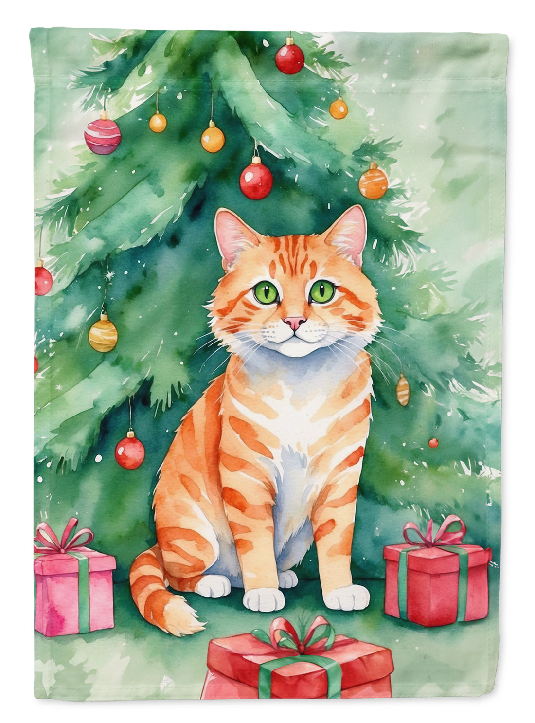 Buy this Cheetoh Cat By the Christmas Tree House Flag