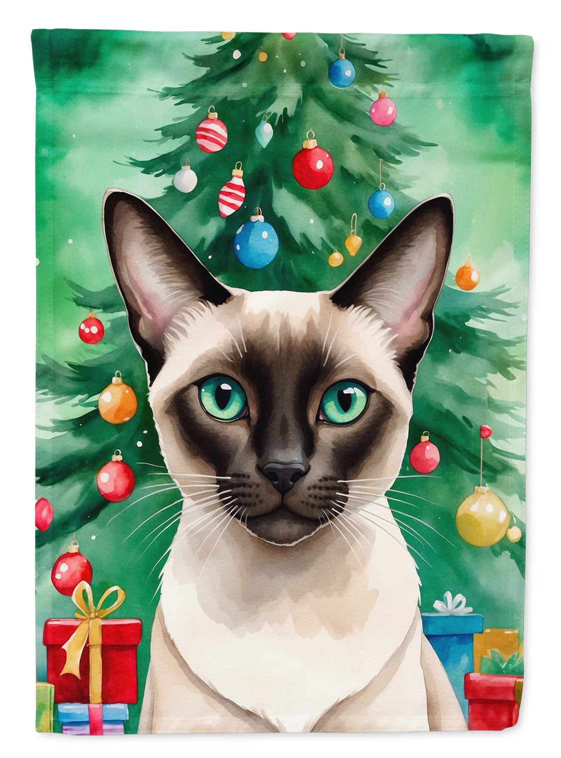 Buy this Colorpoint Shorthair Cat By the Christmas Tree House Flag