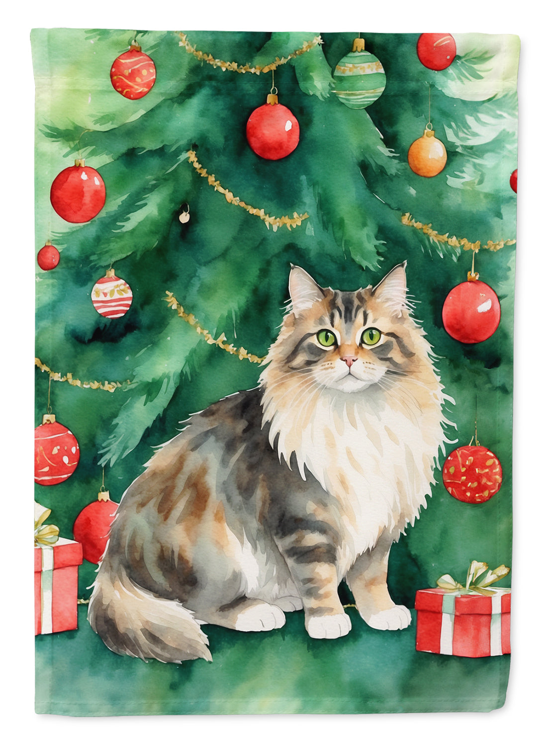 Buy this Cymric Cat By the Christmas Tree House Flag