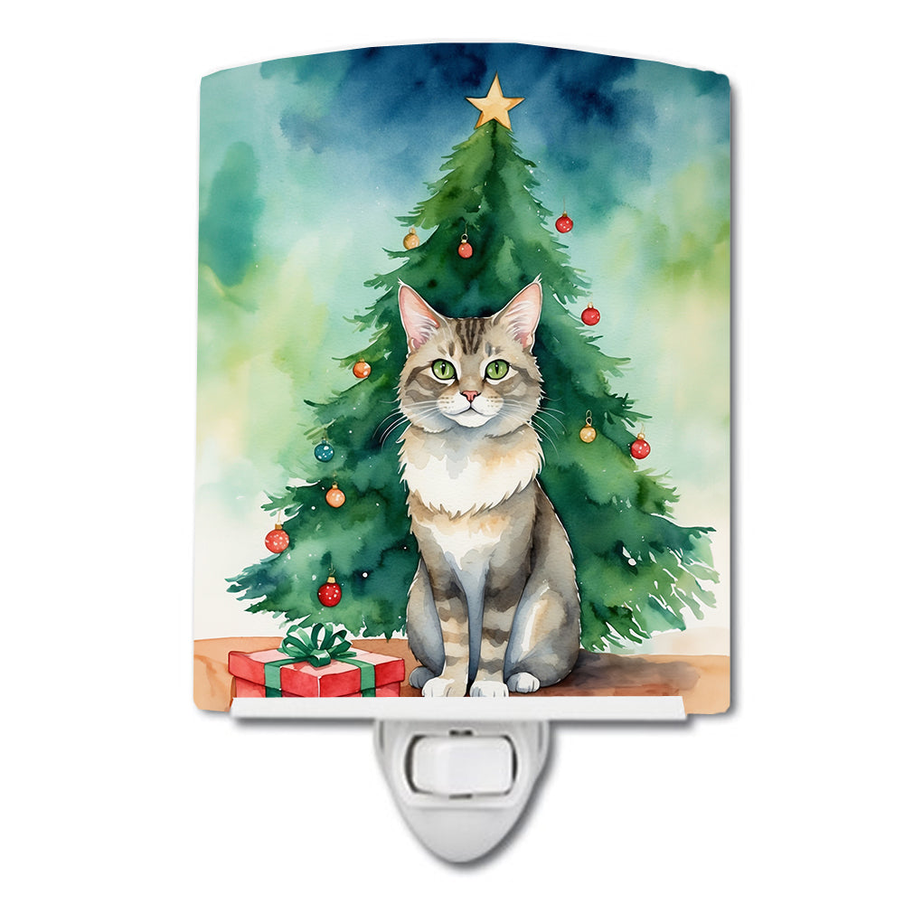 Buy this Dwelf Cat By the Christmas Tree Ceramic Night Light