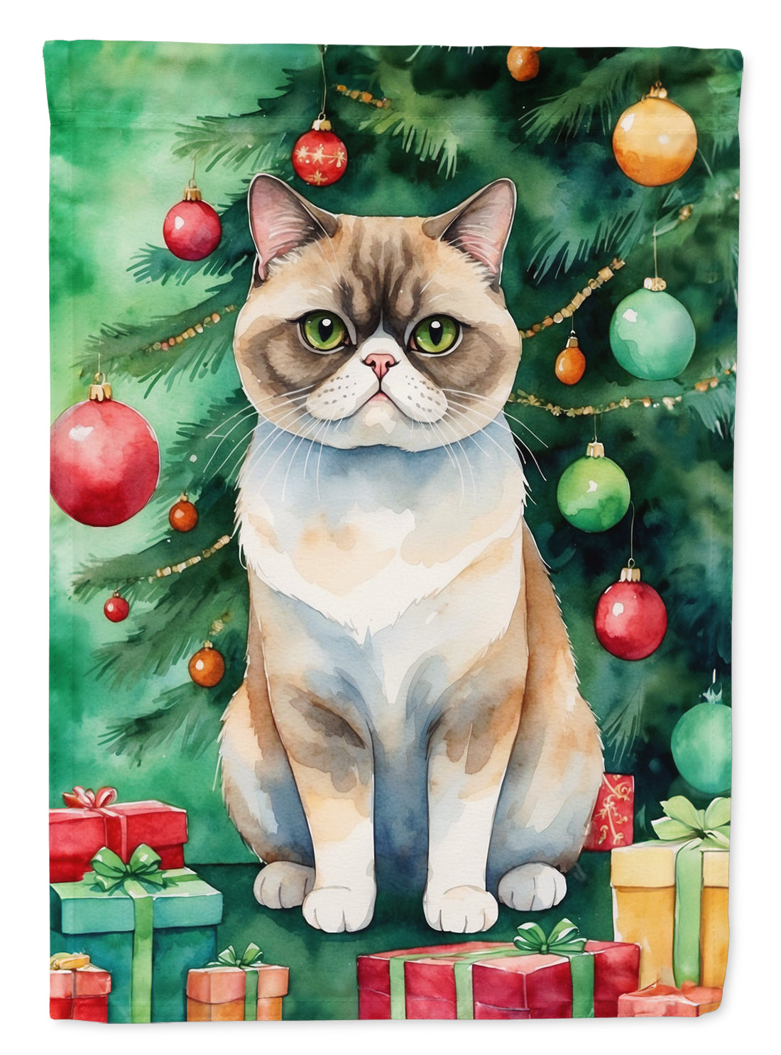 Buy this Exotic Shorthair Cat By the Christmas Tree House Flag