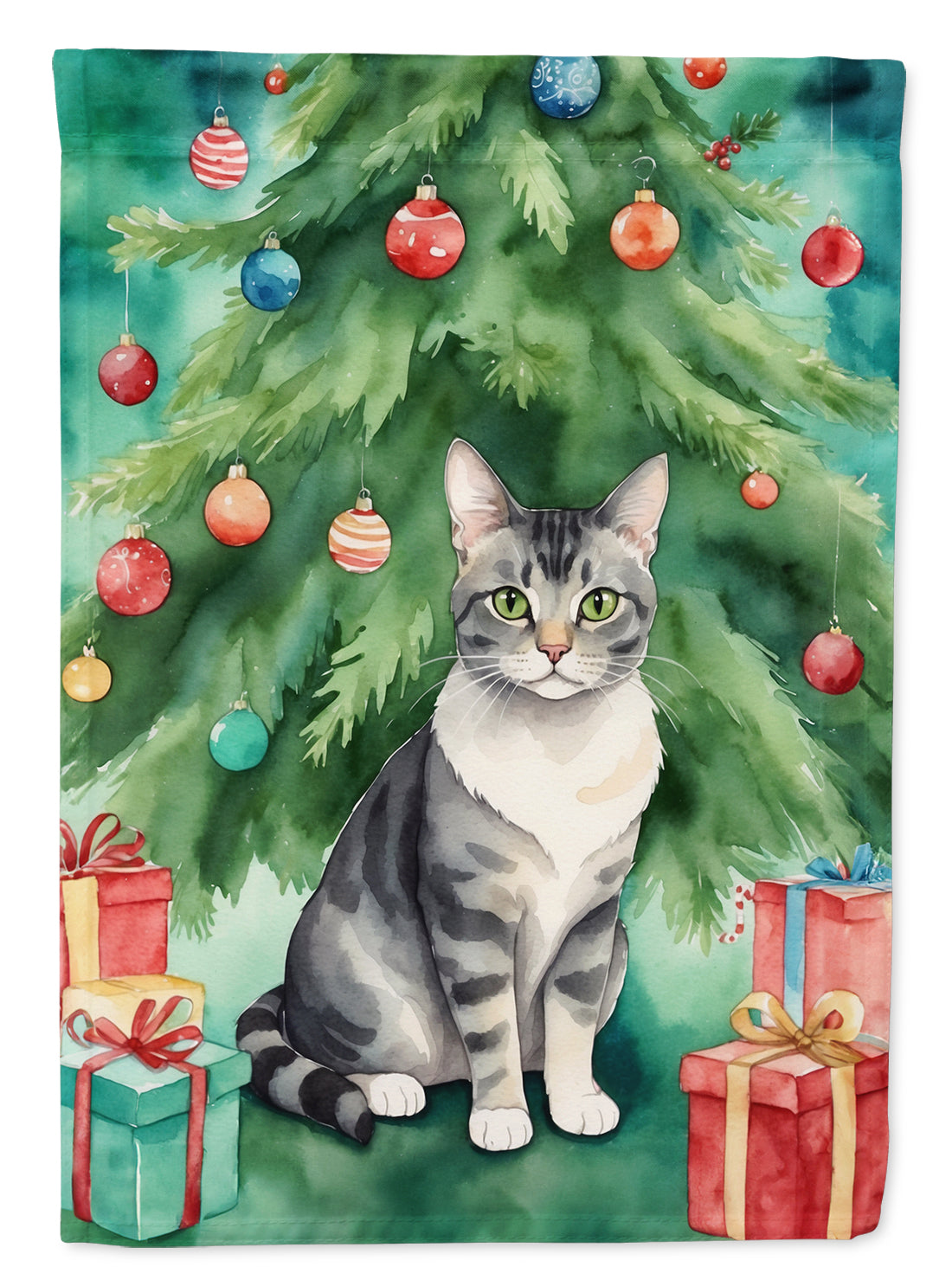 Buy this German Rex Cat By the Christmas Tree Garden Flag