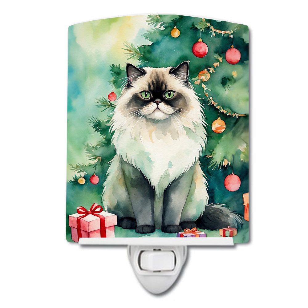 Buy this Himalayan Cat By the Christmas Tree Ceramic Night Light