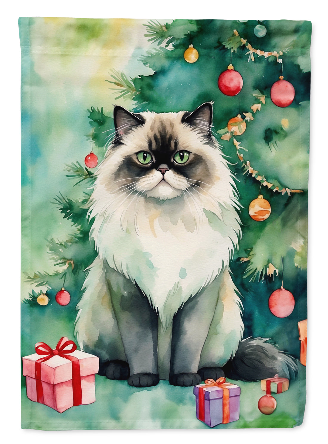 Buy this Himalayan Cat By the Christmas Tree Garden Flag