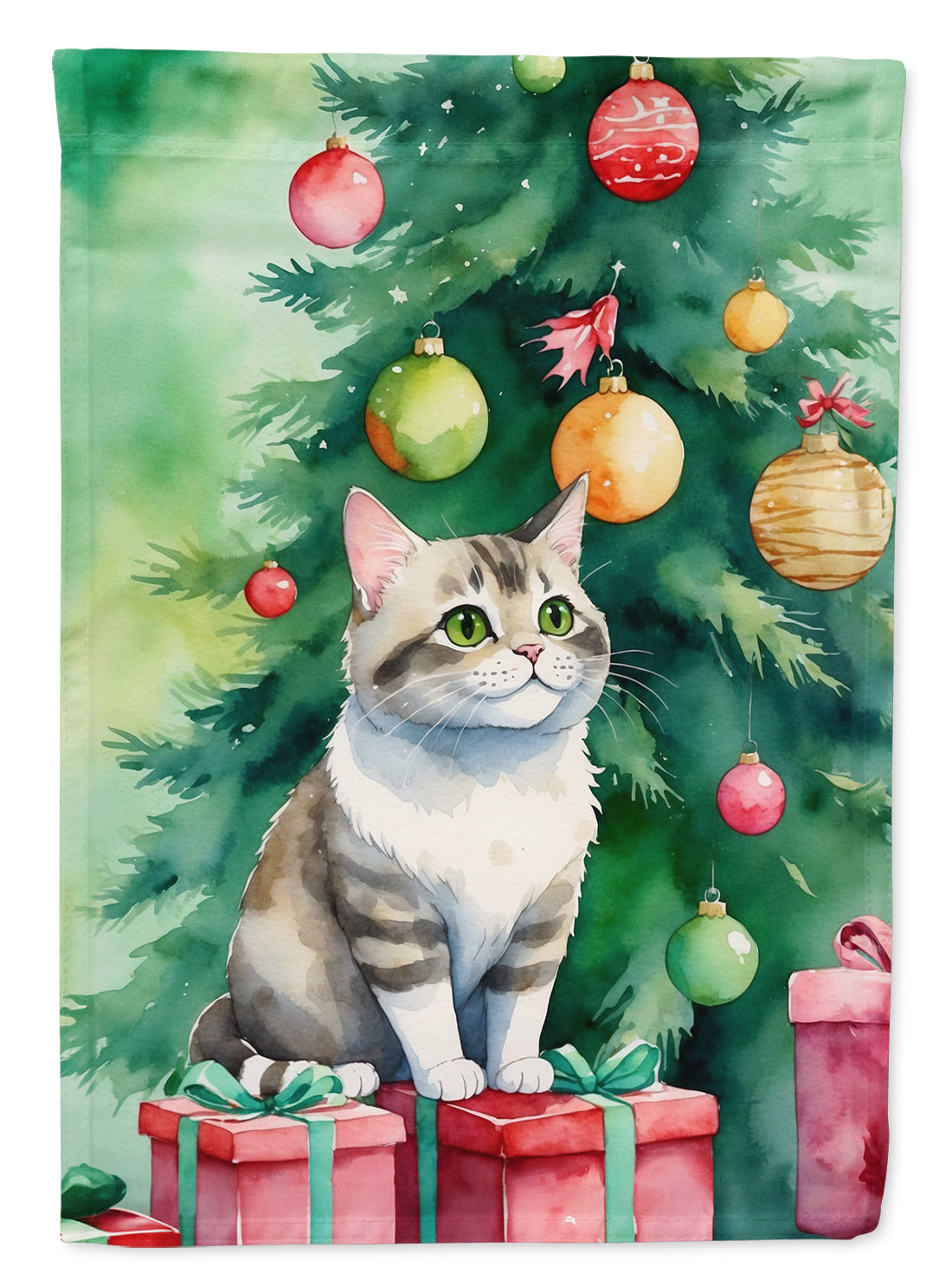 Buy this Li Hua Cat By the Christmas Tree House Flag