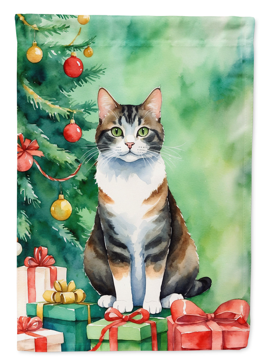 Buy this Manx Cat By the Christmas Tree Garden Flag