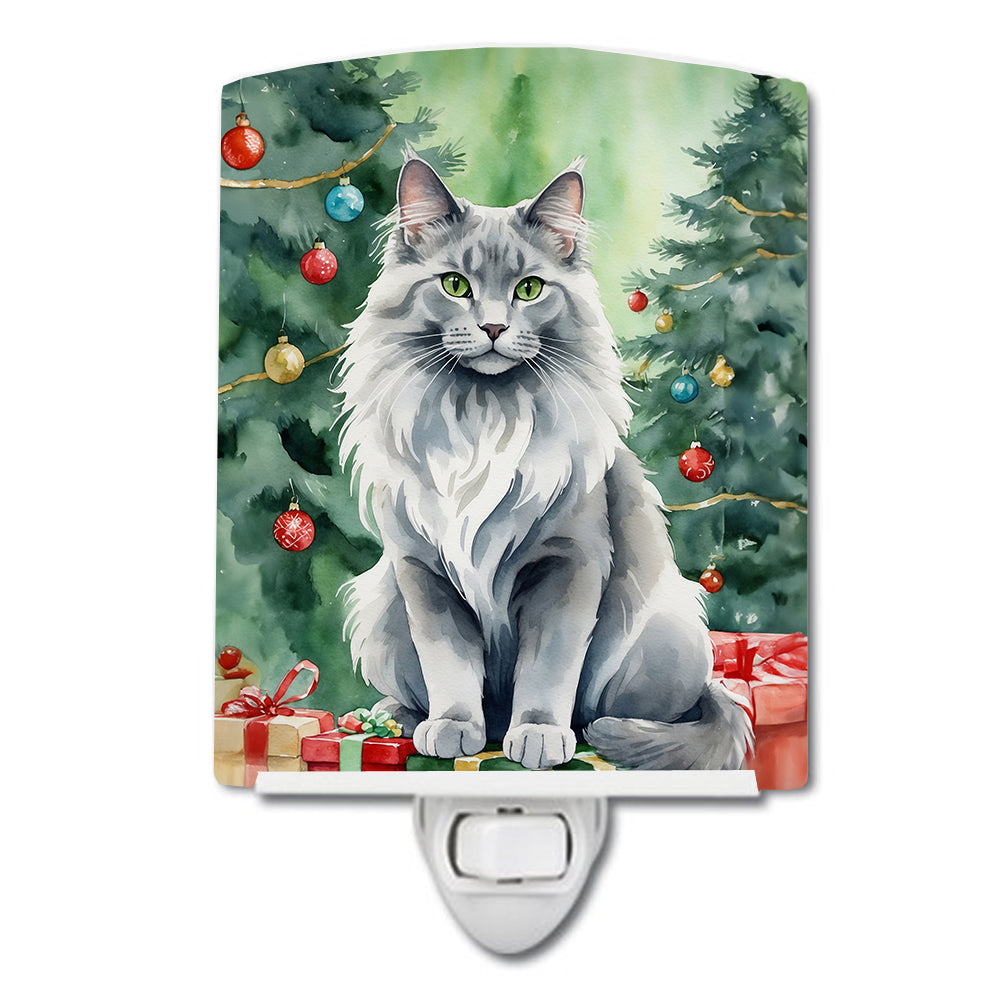 Buy this Nebelung Cat By the Christmas Tree Ceramic Night Light