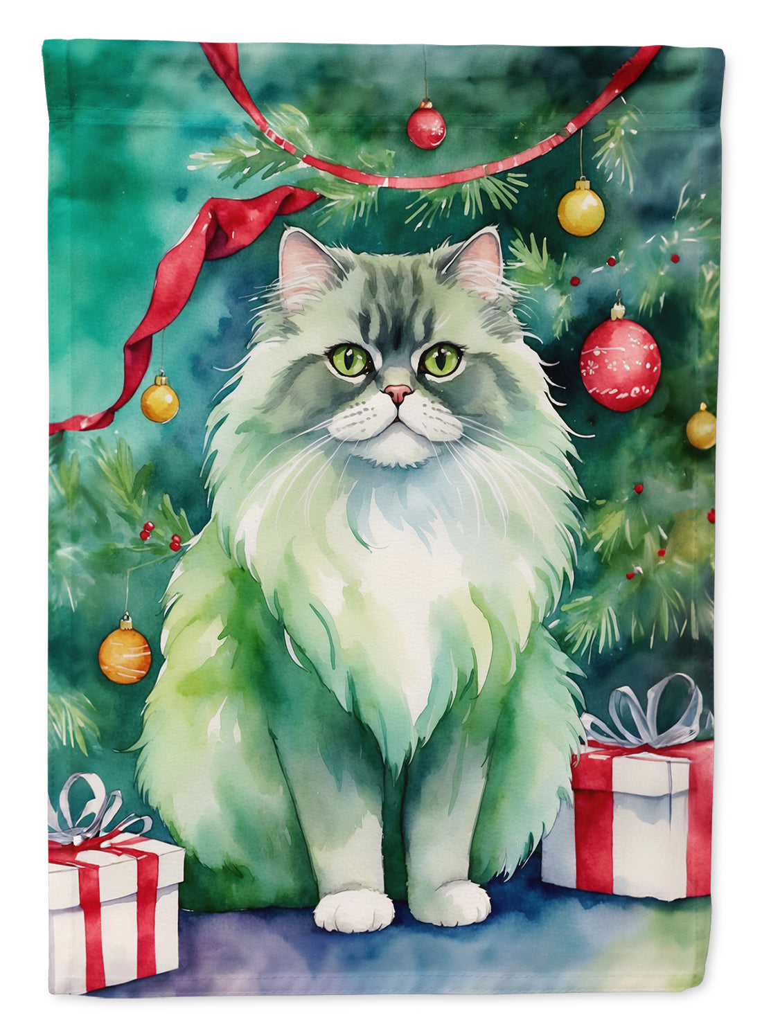 Buy this Persian Cat By the Christmas Tree Garden Flag