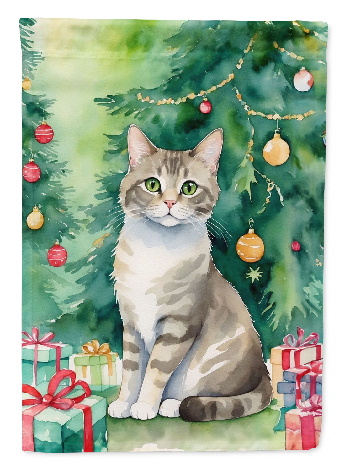 Buy this Pudelkatze Cat By the Christmas Tree House Flag