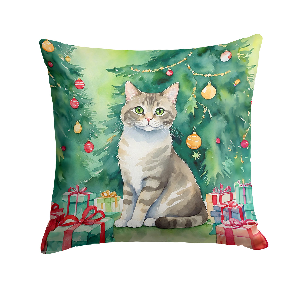 Buy this Pudelkatze Cat By the Christmas Tree Throw Pillow