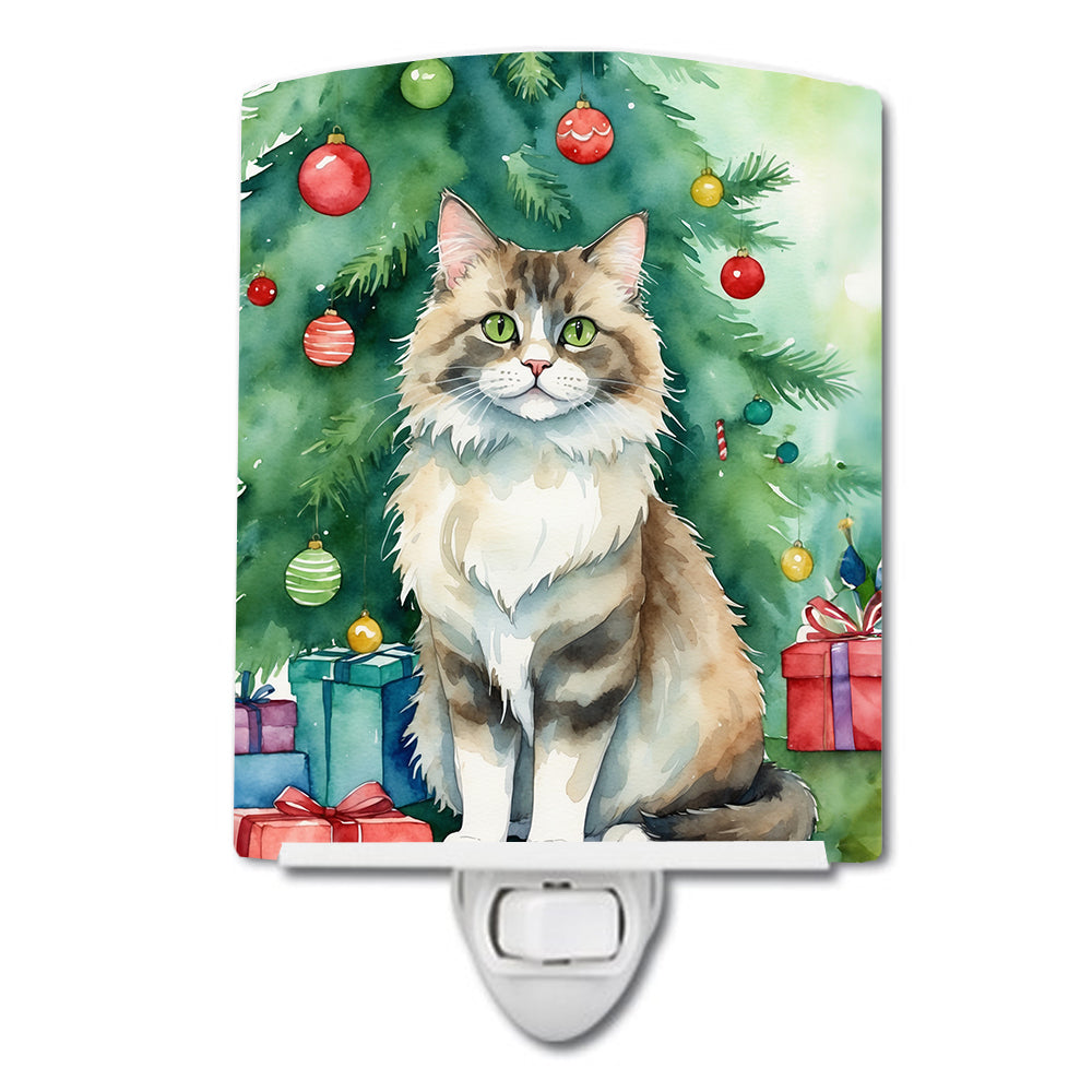 Buy this Ragamuffin Cat By the Christmas Tree Ceramic Night Light