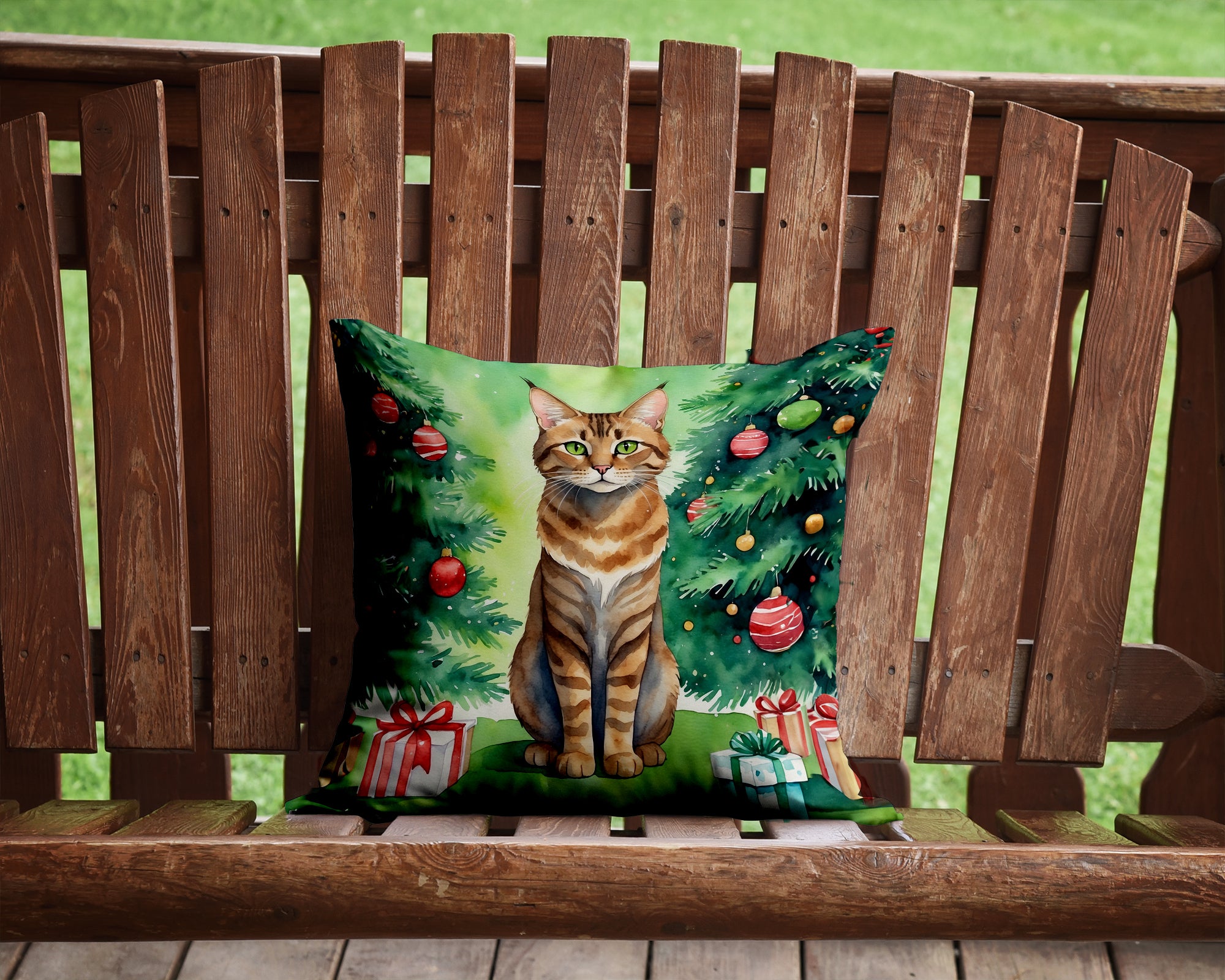 Buy this Sokoke Cat By the Christmas Tree Throw Pillow