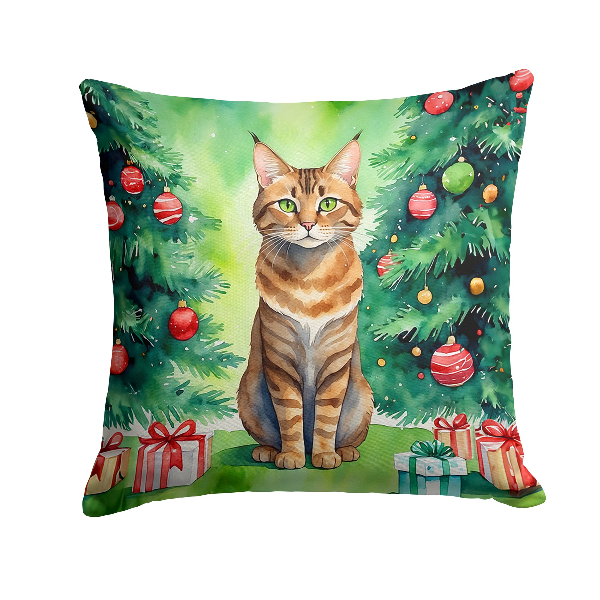 Buy this Sokoke Cat By the Christmas Tree Throw Pillow