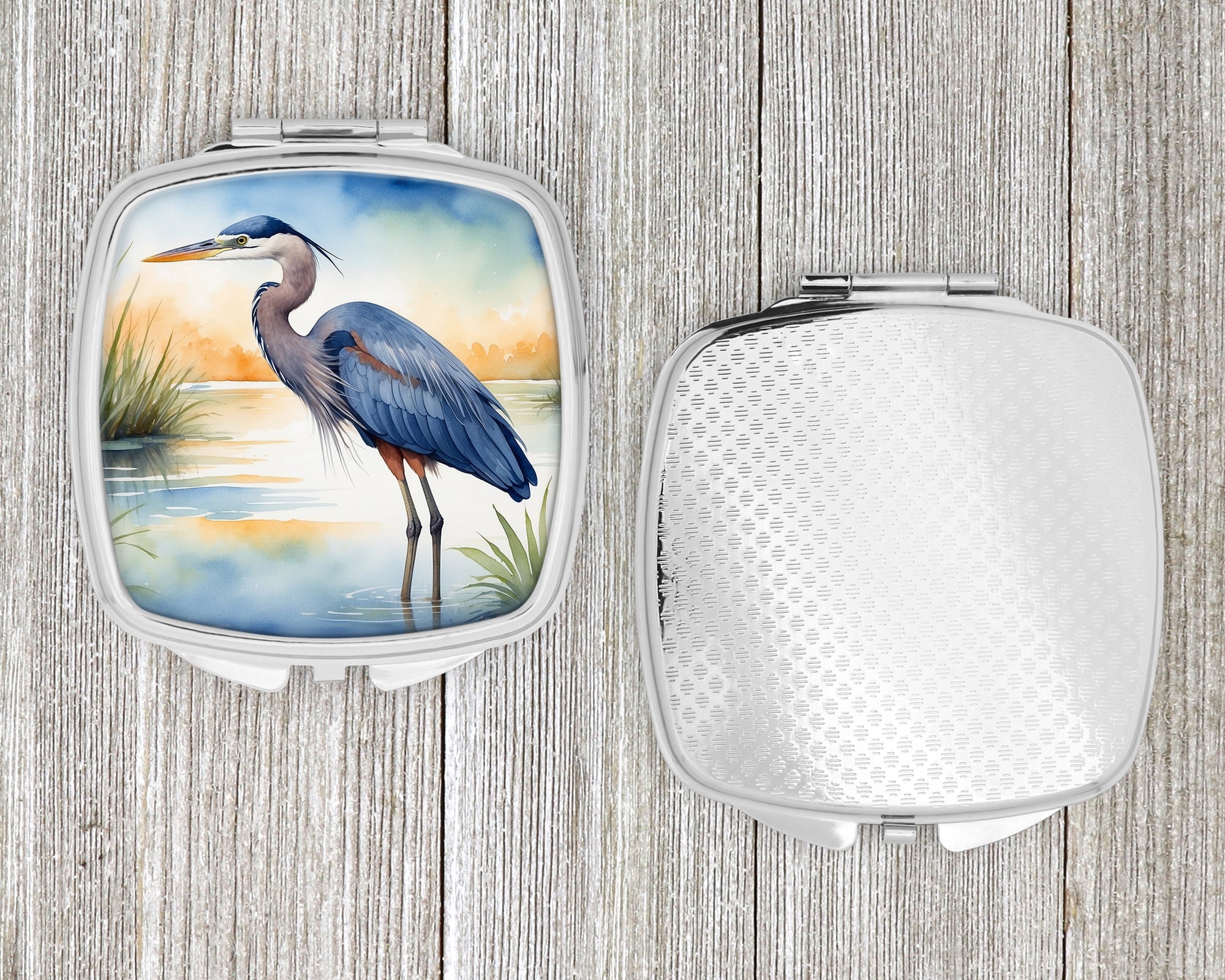 Blue Heron Emerging as the day fades Compact Mirror